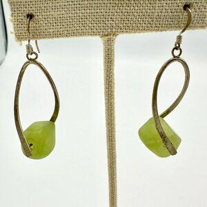 Sterling Silver and green gemstone drop earrings